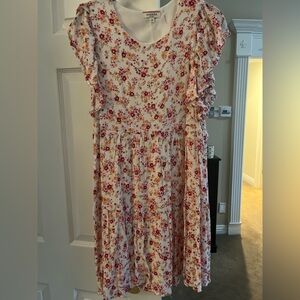 Andree Floral Casual Dress in Pink and Red NWOT